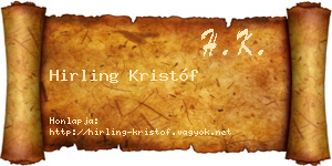 Hirling Kristóf névjegykártya